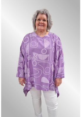 Lilla viskose tunika med print, 91494 XUI