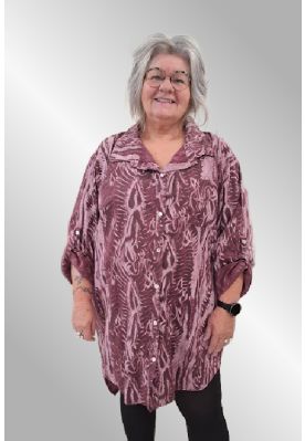 Bordeaux printet skjorte/tunika, E&F 661276