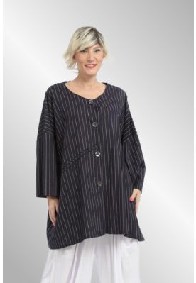 Mørkeblå hørjakke, AKH6794 Beleza