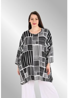 Sort / hvid grafisk tunika AKH 9609