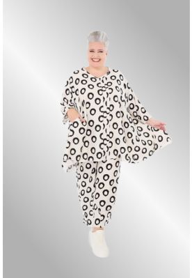 Råhvid print tunika AKH 7069