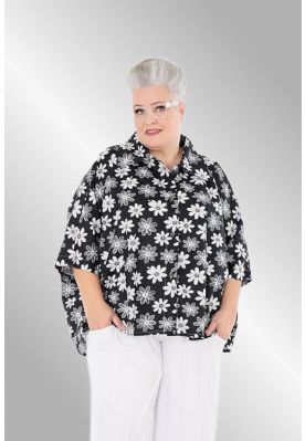 Sort print skjorte / jakke AKH 7092