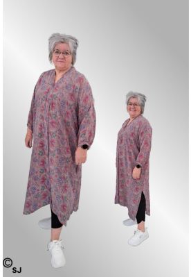 Rosa / lilla silke skjortekjole / kaftan, Kort Relove, Unika 764