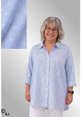 Blå stribet skjorte med broderi, 83627