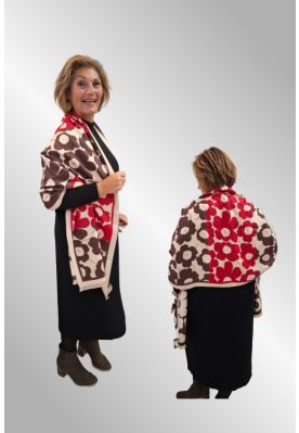 Rød / brun tørklæde, A2154