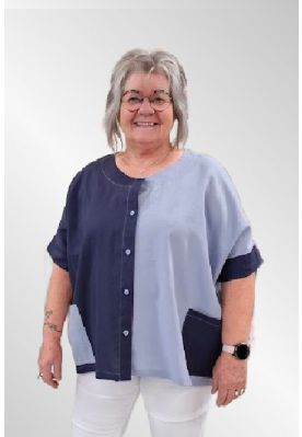 Navy/blå hør bluse/jakke, Lycet