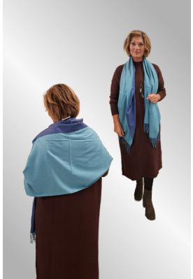 Blå / turkis dobbelt cachmere / viskose tørklæde FA78089