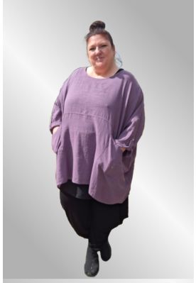 Lyngfarvet tunika bluse, Bolette bomuld / hør