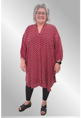 Bordeaux silke skjorte / kaftan, Relove, Unika