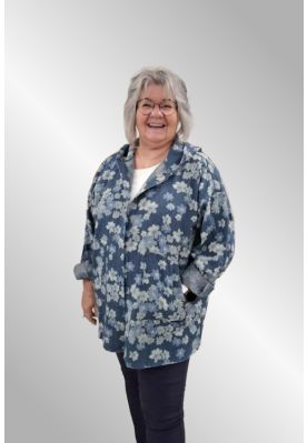 Denim jakke med blomster, Bella Blue A44-V28