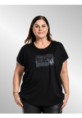 Sort t-shirt med print str S=42/44, Gozzip Black G246215