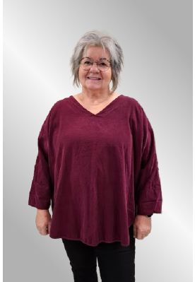 Fuchsia fløjls bluse, TF25124b