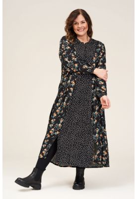 Sort kjole med blomster og prikker, Kate Dress G215025