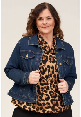 Mørk blå denimjakke i klassisk snit, Gozzip 215063