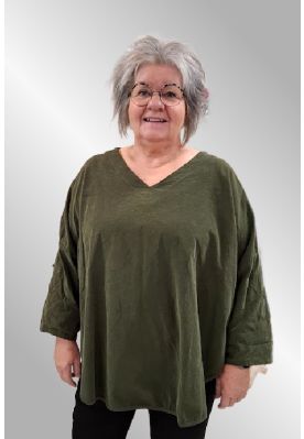 Army grøn fløjls bluse, TF25124b