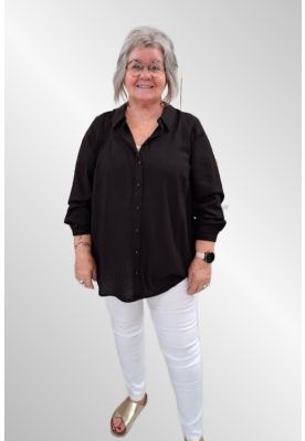 Sort viskose/hør skjorte, G251016