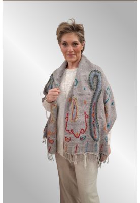 Grå uldsjal fra Indien