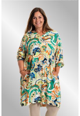 Viskose tunika, printet g242020, Grøn print