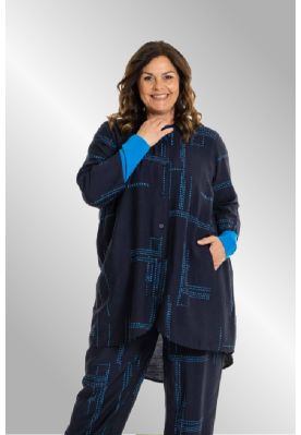 Mørk blå printet tunika, Monna G241030