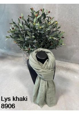 Tørklæde, ensfarvet, lys khaki 8906