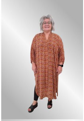Gylden silke skjortekjole / kaftan, Relove, Unika