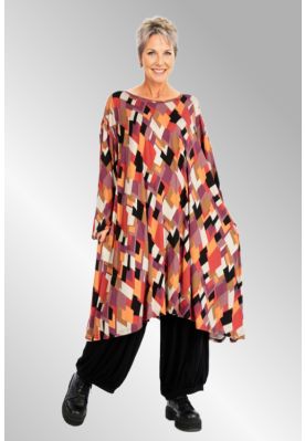 Jersey kjole med multicolor grafisk print, AKH6863 Lavina