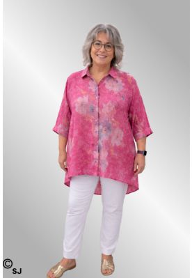 Pink bomulds skjorte med print, Lulo 3359