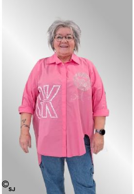 Pink oversize skjorte med print, M175