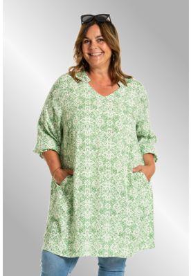 Grøn printet tunika, Betina G252049