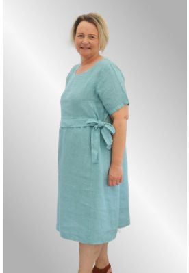 Lys grøn hørkjole med sløjfe, Vivi