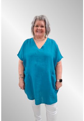 Petrol hør tunika Yrsa