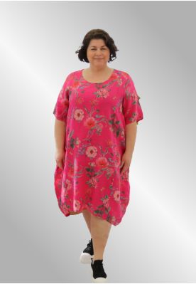 Pink blomstret hørkjole, Solvej