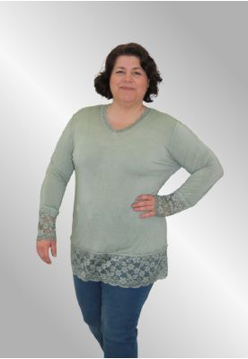 Grøn basis T-shirt med blonde kanter. Utti ll