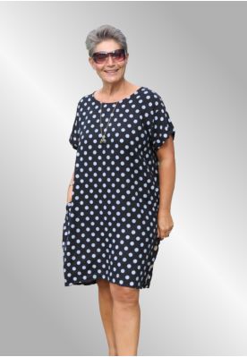 Sort prikket hørkjole, new Petrine