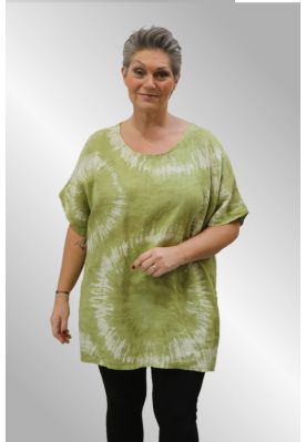 Lime grøn hør tunika, batik, Annelora