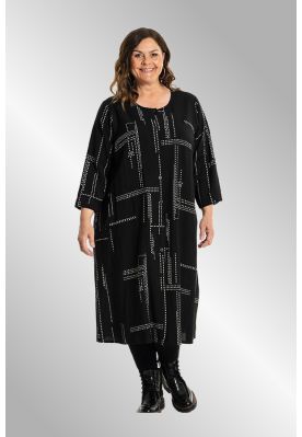 Sort kjole med print, Linett G241031