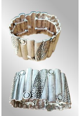 Bredt armbånd, sølvlook