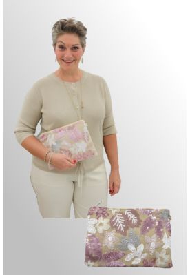 Taske med blomster og palietter, rosa BG-738-3