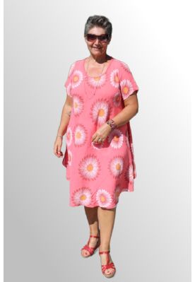 Koral bomuldskjole, Cath Flower 90