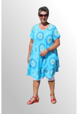 Turkis blå bomuldskjole, Cath Flower 90