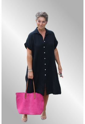 Sort bomulds skjorte kjole / cardigan, Betty XUI