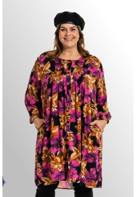 Sort viskose print tunika, Johanne G245043