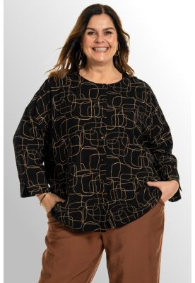 Sort Annbrit skjorte med print, G245029