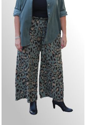 Grøn viddebuks med Animalprint, bomuld, ECO Leo Pants