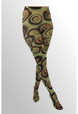 Grøn, brun orange strømpebuks, Pamela Retro