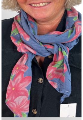 Blå tørklæde med blomster JKIT