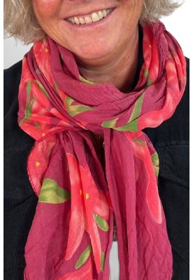 Rød tørklæde med blomster JKIT