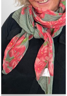 Grøn tørklæde med blomster JKIT
