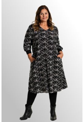 Sort kjole med broderi, Alicia 232044