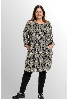 Sort viskose print tunika, Johanne G246040
